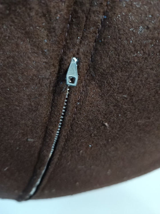 Image 1 of Vintage round patchwork leather pouf De Sede