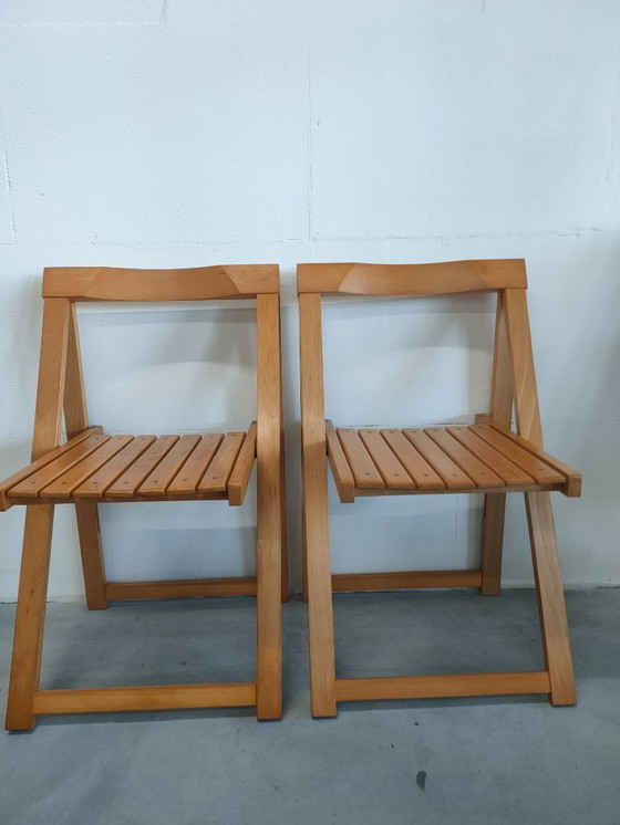 Image 1 of Set van 2 vintage Aldo Jacober model Trieste stijl jaren 60 'caned'houten stoelen