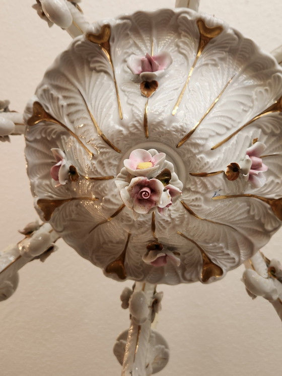 Lampadario a 8 bracci Mangani Ceramiche, in porcellana di Meissen Capodimonte, stile rococò barocco, (photo 18 of 40)