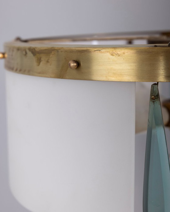 Lampadario vintage anni '50 di design italiano in vetro blu e cristallo. – Glass (photo 14 of 15)