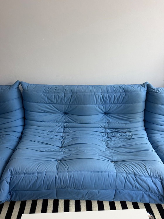 Canapé trois places Ligne Roset Togo, bleu clair, Canapés 3 places, Textile, Vintage (photo 3 sur 5)