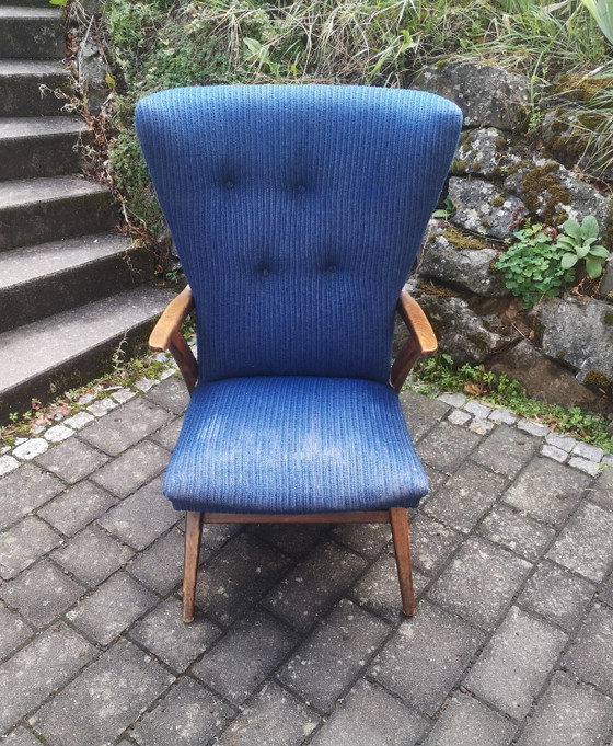 Poltrona a pozzetto vintage–Scandinavo/Mid-Century – Poltrone, Wood, Textile (photo 16 of 18)