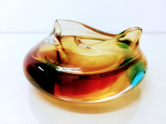 Image 1 of Ashtray / hand free blown glass / Mstišov 