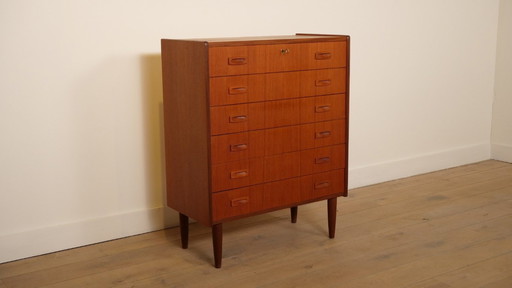 Commode danoise vintage | Teck | 6 tiroirs | 101 cm