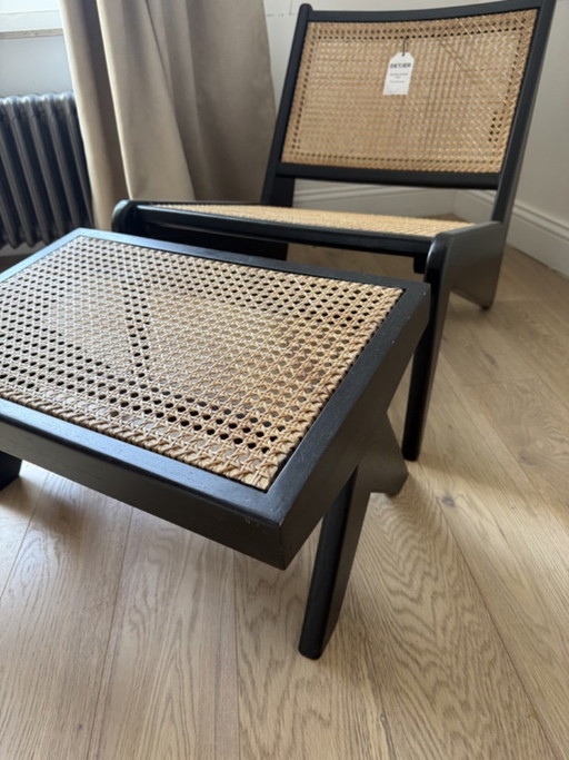 Poltrona lounge Kangaroo Detjer con poggiapiedi - Nero antracite – fauteuils, Rattan (photo 2 of 4)