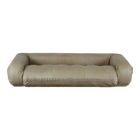 Image 1 of Sofá cama "Anfibio" de tres plazas de cuero gris de Alessandro Becchi para Giovannetti, Italia, años 70