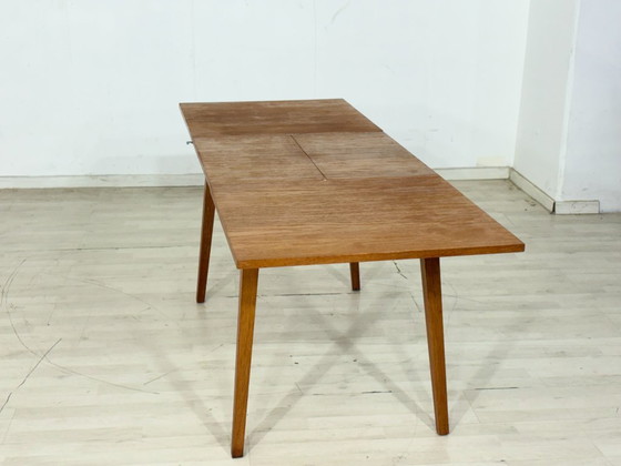 Image 1 of Scandinavian vintage kitchen dining table, oak – extendable – top freshly restored