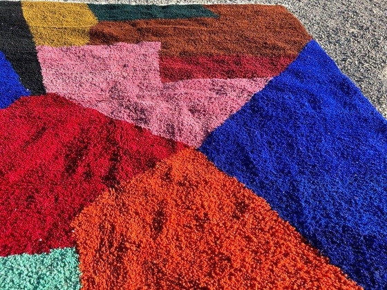 Image 1 of Naturfarbener, handgewebter marokkanischer Teppich mit farbenfrohen Mustern, 200 x 300 cm