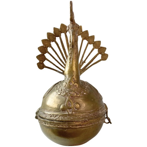 Antique 19th-Century Indian Brass Peacock Paan Dan – Betel Nut Box – 1.6 kg
