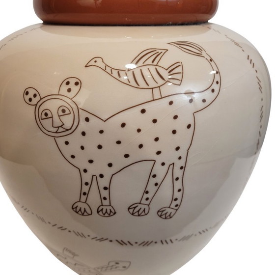 Image 1 of Vase design animals, ceramic, 80's - France