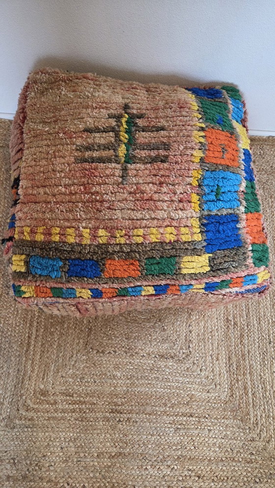 Image 1 of Colorful Berber pouf, playful seat cushion