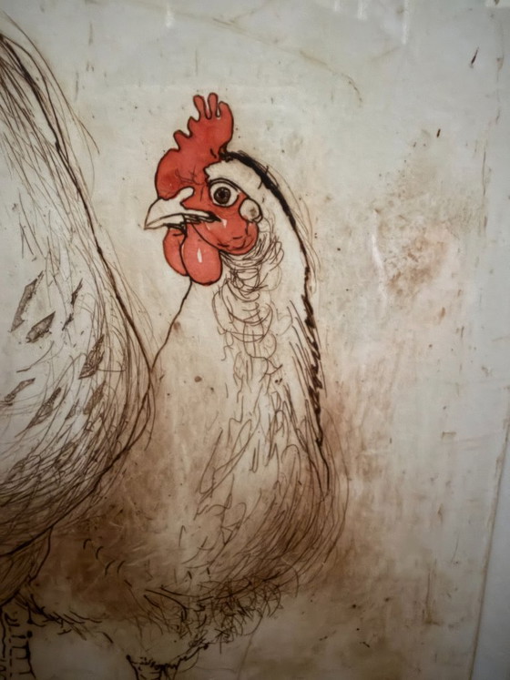 Grabado en cobre: Gallo y pollito – Mia Bruyninckx, Arte, Papel, Madera (photo 4 of 8)