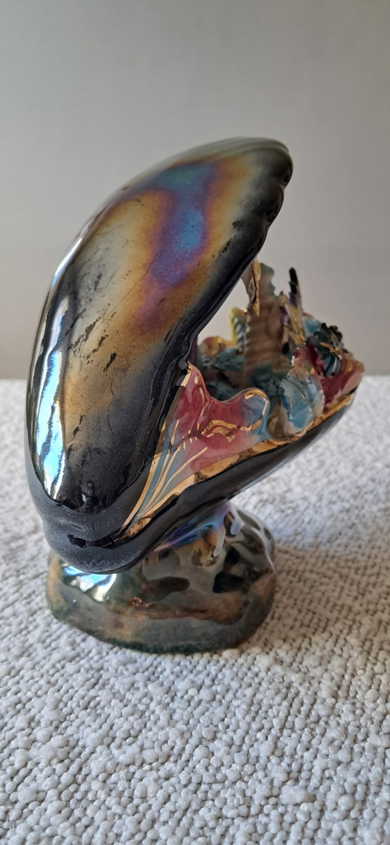 60s shell lamp made in France, Table lamps, Ceramic, Multi Color (photo 2 of 8)