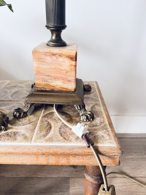 Image 1 of Table lamp with marble and brass base