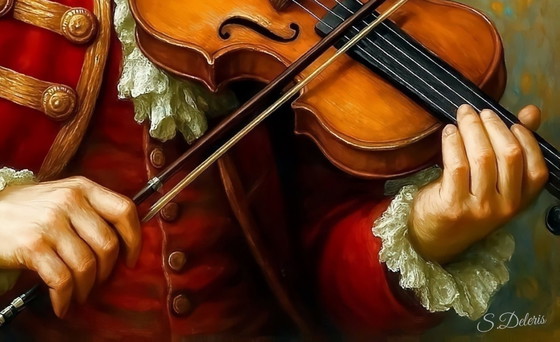 Image 1 of Acrylic painting on canvas "Clownish Mozart" / 80x80 cm