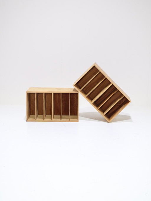 2x LP-Wandschränke, Kiefernholz, dänischer Vintage-Stil