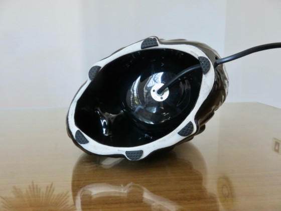 Image 1 of Black swan lamp in ceramic and opaline, black swan lamp, 1970