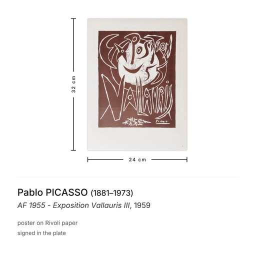 Pablo Picasso AF 1955 - Exposition Vallauris III Poster 1959