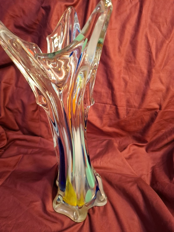 Image 1 of Vintage XXL 38cm "Rhapsody" Art Glass Vase by František Zemek - Flawless Top