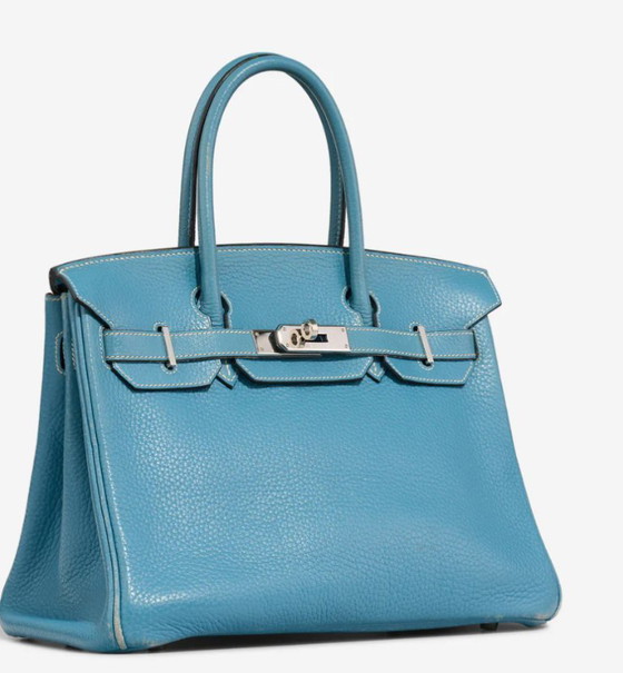 Image 1 of Borsa HERMES Birkin 30 in cuoio blu - 103225