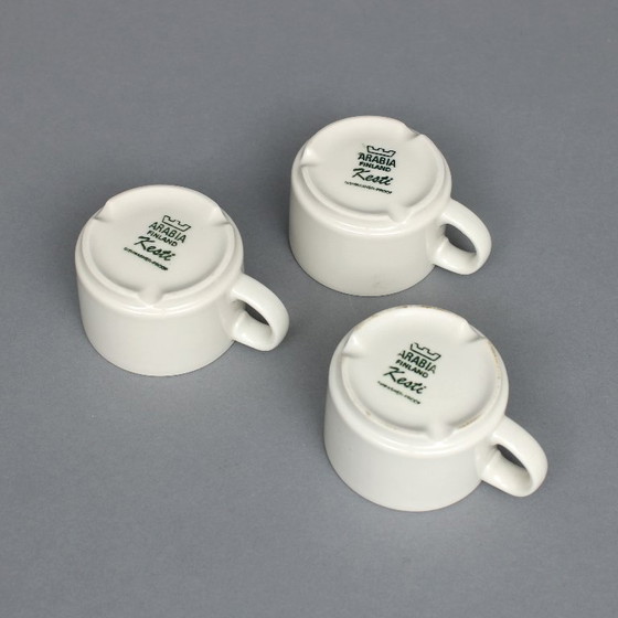 Image 1 of Göran Bäck (1923-2003) set of six saucers and three cups, Kesti, Arabia Finland, 1968