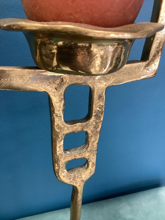 Image 1 of Candelabro grande David Marshall de 47 cm, latón macizo, pieza rara.
