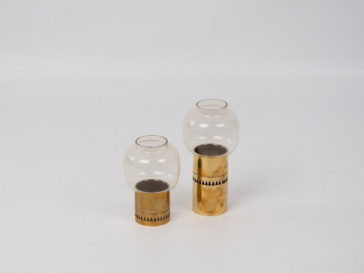 2 seltene Lotta-Kerzenständer von Hans-Agne Jakobsson, 1950er Jahre – kandelaars en kaarsen, Glass, Brass