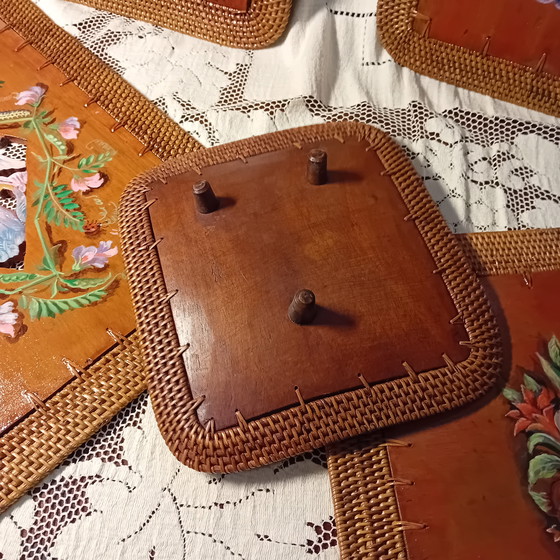 Image 1 of beautiful set of 4 napkins and a bowl.hand made