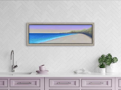 Golden Shore - Panoramic 100x30cm – schilderijen tekeningen, Canvas