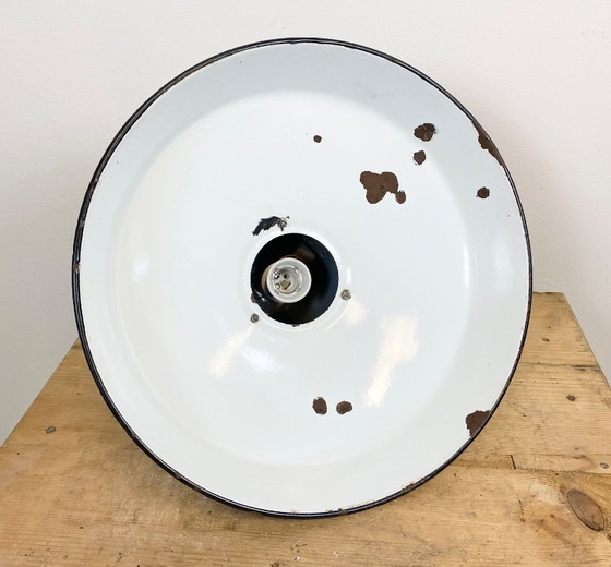 Image 1 of Suspension industrielle en émail gris, style années 1950