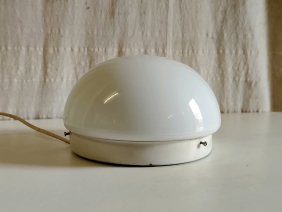 Plafonnier Ou Applique Globe En Verre Blanc - Mid. XXeme – Glass (photo 4 of 8)