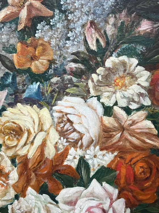 G. Carlier. Still life signed with flowers in a beautiful frame. – Paintings & Drawings, Canvas (photo 3 of 7)