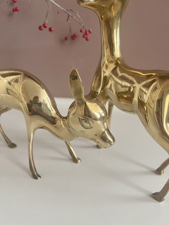 Image 1 of Hollywood Regency brass XL deer/bambis