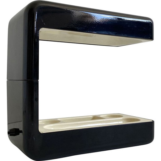 Lámpara de escritorio vintage de aluminio lacado en negro de Giotto Stoppino para Tronconi, Italia, 1970
