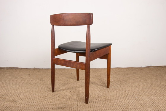 Image 1 of Set of 4 Danish Teak Chairs in Black Skaï by P.E. Jorgensen for Farso Stolefabrik 1960