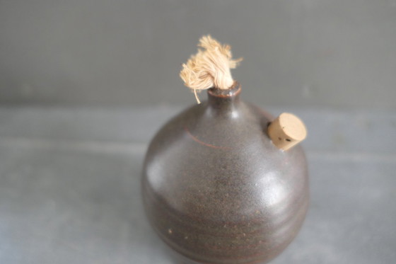 Image 1 of Vintage Set of 3 Ceramic Oil Lamps in Brown Shades