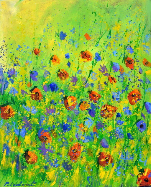 Red poppies, blue cornflowers