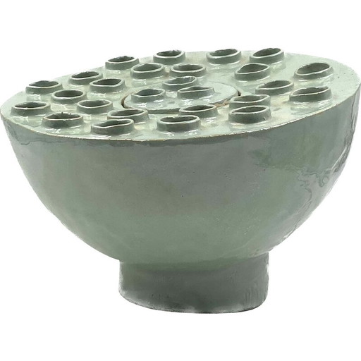 Vintage aquamarijn keramische lamp, Frankrijk 1980