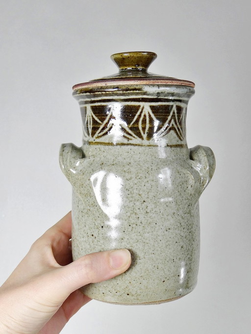 Handcrafted Vintage Decorated Stoneware Pot