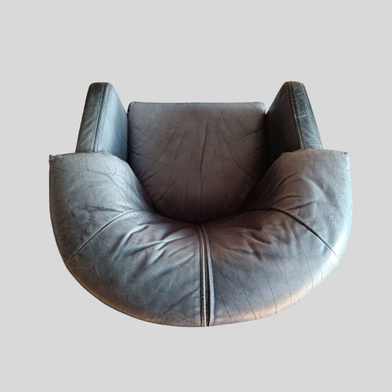 Image 1 of Rolf Benz Model 390 Club armchairs in gray leather, set of 2