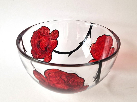 Image 1 of Kosta Boda - Grande ciotola con rose "Tattoo" di Ludvig Löfgren - Firmata