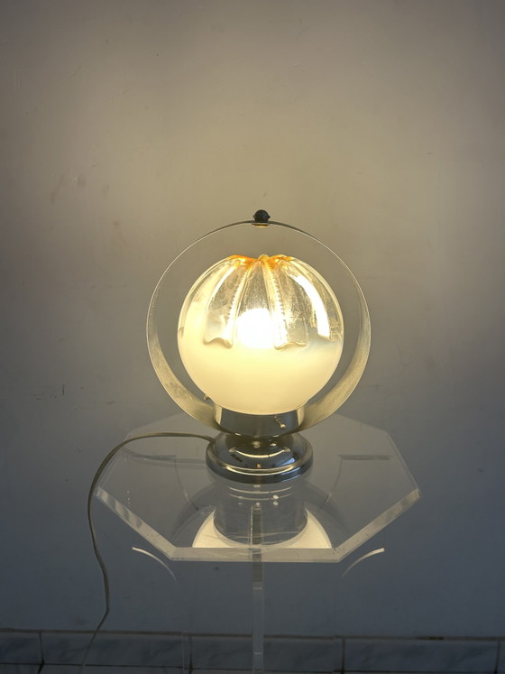 Image 1 of Vintage glass and chrome table lamp