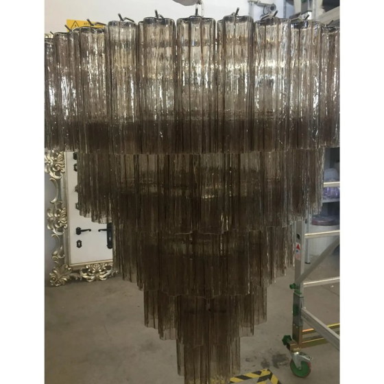 Image 1 of Lámpara de techo con baúles de cristal de Murano ahumado hechos a mano