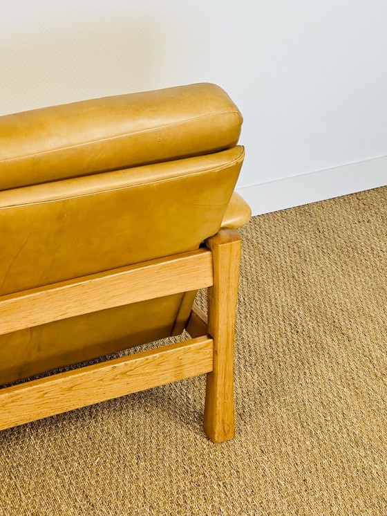 Image 1 of Ensemble de salon complet en cuir naturel et chêne, 1960, Set de 3