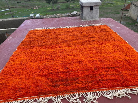 Large Beni Ouarain Rug 260x260 cm – Vibrant Orange Wool, Unique Piece – Rugs & carpets, Cotton, Bohemian (photo 8 of 13)