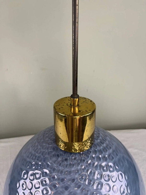Suspension vintage en verre martelé bleu – Crystal, Glass (photo 3 of 11)