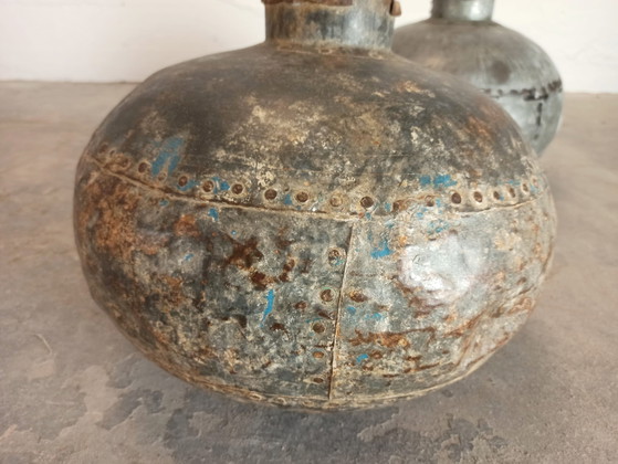 Image 1 of 2 X vintage metal jugs vases