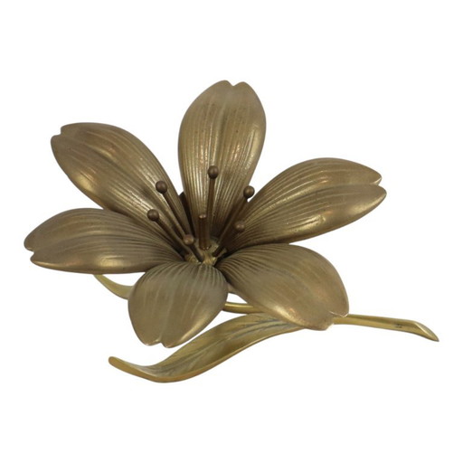 Posacenere con scultura a forma di giglio in ottone, stile metà secolo. – decoratieve objecten, Brass (photo 2 of 18)