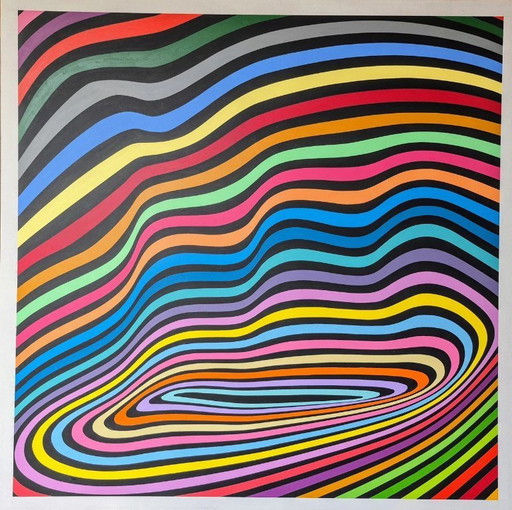 Drop in a Pool - Buntes abstraktes Gemälde von Franklin van Dam (Acryl auf MDF)
