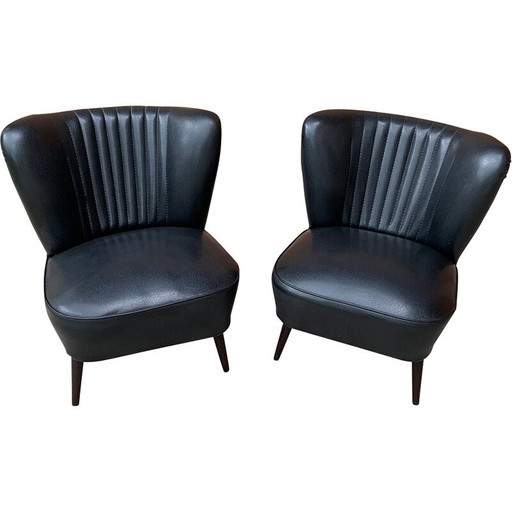 Paire de fauteuils de cocktail noirs Sky du milieu du siècle dernier, années 1950